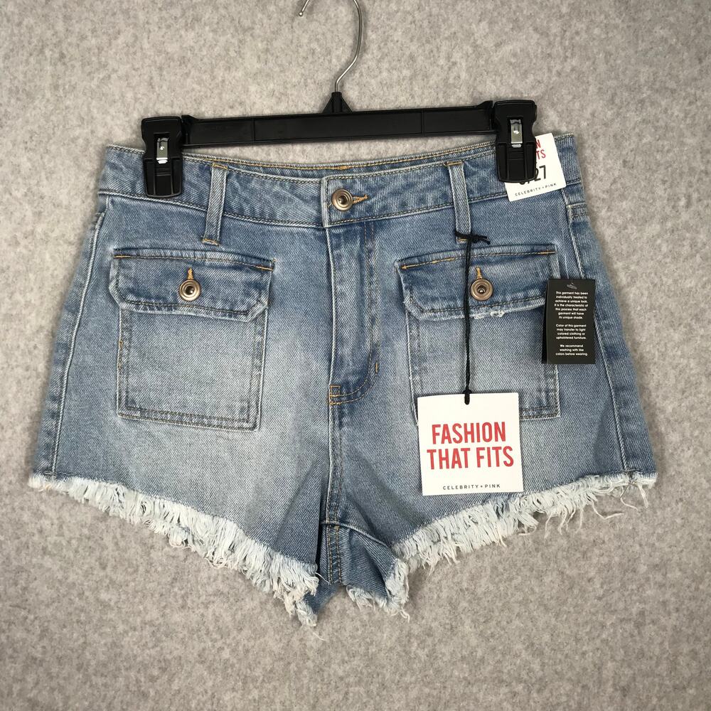 NEW Patch Pocket Cut Off Cheeky Jean Shorts Juniors 5 Fringe‎ Western Festival